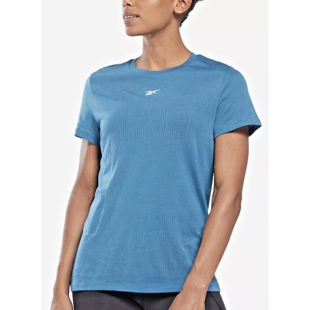 Reebok Women's Plus Size T-shirt Lightweight Gym Workout tee Short Sleeve Blue2X